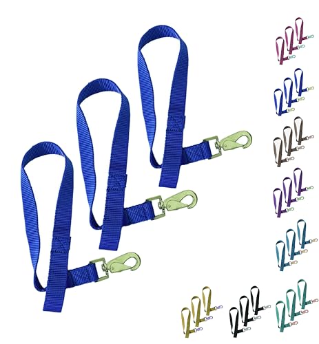 Majestic Ally Pack of 3 Horse Bucket Strap Hangers – Practical and Easy Design for Indoor or Outdoor Use -Set of 3,-1"x22" - color: Royal Blue