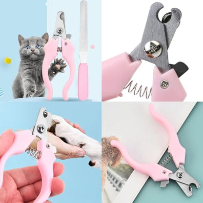 7 PCS Dog Brush Dog Grooming Kits,Dog Shedding Brush，Self-Cleaning Brush with Nail Clipper, Flea Comb and Shampoo Bath Brush