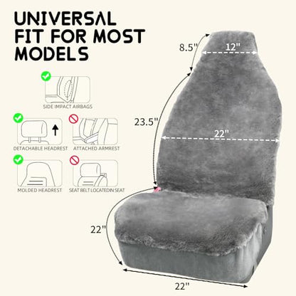 Aegis Cover Sheepskin Seat Cover Genuine Australian Merino Wool Front Seat Cover Luxury Dense Pelt Universal Fit for Most Cars, SUVs, Trucks, Bucket-Style, 54 X 22 Inches (Grey) - color: A Grey