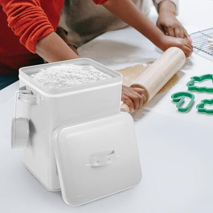 BESTOYARD Metal Storage Bucket with Airtight Lid Iron Food Canister for Grain Flour Laundry Powder Pet Treats 9.05 X 7.28 X 6.49 in Kitchen Counter and Pantry Organizer