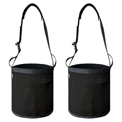 Horse Feed Bag, Nylon Mesh Grain Horse Feed Bucket (Black 2P) | with Adjustable Strap Comfortable Neck Pad Nose Pad and Waterproof Bottom - color: Black
