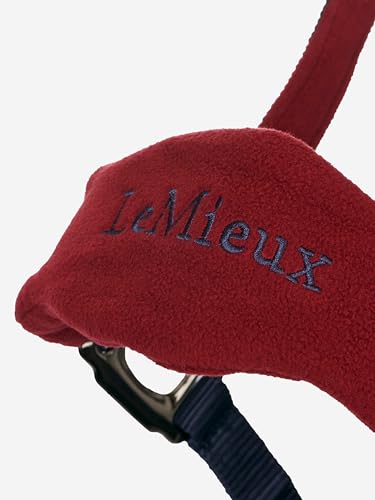 LeMieux Vogue Fleece Headcollar - Halter & Leadrope - Extra Padding, Adjustable at Curb and Poll Strap - color: Burgundy / Navy, size: cob
