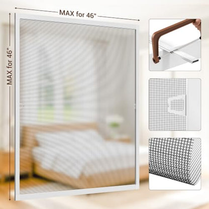 Window Screen Frame Kit, Makes 2 Screens, Up to 46 x 46 in - color: White-Polyester, size: 46" W X 46" H (2 Pack)