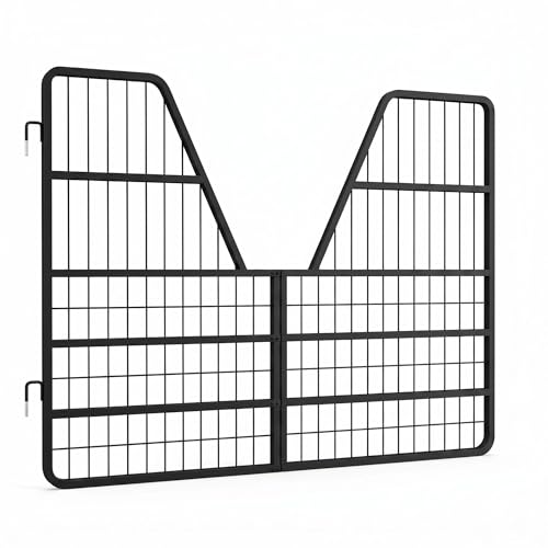 Thick Steel Livestock Gate, Stall Guards for Horses with Ventilated Double Grid and Secure Quick Release Latch, Horse Stall Gate for Horse Farm, Ranch and Pen - size: Three-layer Floor 52 x 42 inch