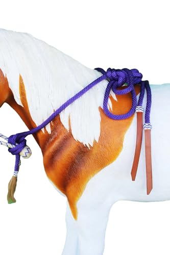 Horse Western Knotted Bosal Rawhide Hanger Headstall w/ Braided Reins 78J04 - color: Brown Purple