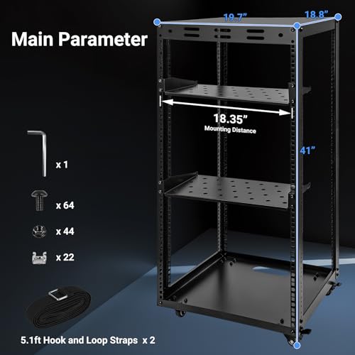 20U Server Rack w/ 2 Racks, Versatile Open Frame IT Rack - size: 20U