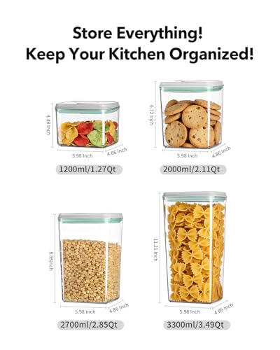 Airtight Food Storage Container with One-Touch Lid, 12-Piece Set (1.3, 2.1, 2.9, 3.6 QT* 3) Stackable Durable BPA-Free for Baking Supplies, Pasta & Systematic Bulk Organization - color: 12 Pcs Set