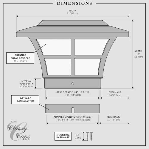 Classy Caps 4x4 Prestige Solar Post Cap - Fits 3.5"x3.5" and 4"x4" Deck & Fence Posts - Electroplated Copper - Warm/Cool Light Color Modes - SL079C - color: Copper