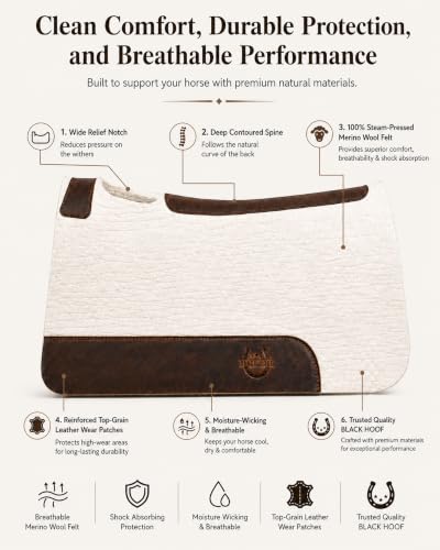 BLACK HOOF Steam Pressed Merino Wool Felt Contoured Pad - size: 1 inch