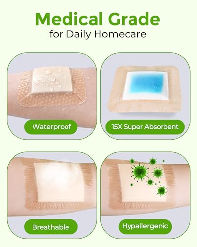 Silicone Foam Dressing 4x4 with Adhesive Border Waterproof 10 Pack - size: 4" x 4"(10 PCS)