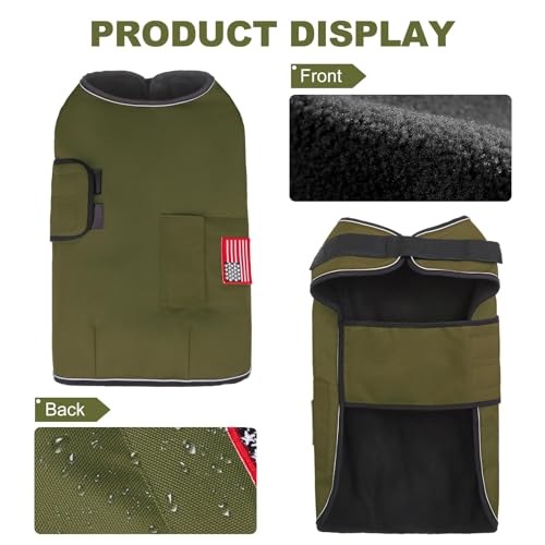 BEAUTYZOO Dog Winter Coat for Giant Large Dogs, Waterproof Canvas Jackets - color: Green, size: XXL(Chest Girth 38"-50", Back 28", Neck 26"-31")