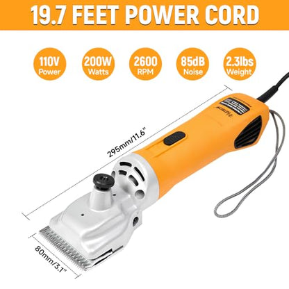 Hoteche 200W Horse Clippers, 2600rpm Professional Grooming Clippers for Horses with Complete Accessories Kit