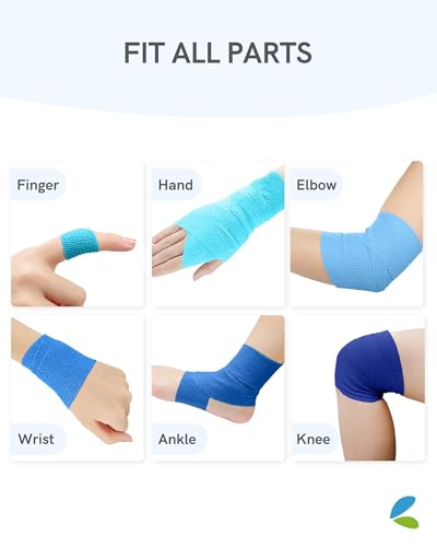 FriCARE Self Adhesive Bandage Wrap, Medical Tape in First Aid Kit, Ocean | Elastic Cohesive Bandages for Sports/Vet/Wrist Ankle Wounds, 2 Inches X 5 Yards, Latex-free 6 Rolls - color: Ocean