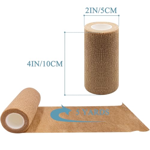 HerMia Self Adhesive Bandage Wrap 3 Rolls 4 Inch Self Adherent Wrap Self Stick Bandages Wrap Stretch Bandage for Wrist Ankle Swelling Sprains - size: 4 In - 3 Rolls