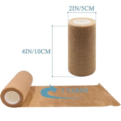 HerMia Self Adhesive Bandage Wrap 3 Rolls 4 Inch Self Adherent Wrap Self Stick Bandages Wrap Stretch Bandage for Wrist Ankle Swelling Sprains - size: 4 In - 3 Rolls