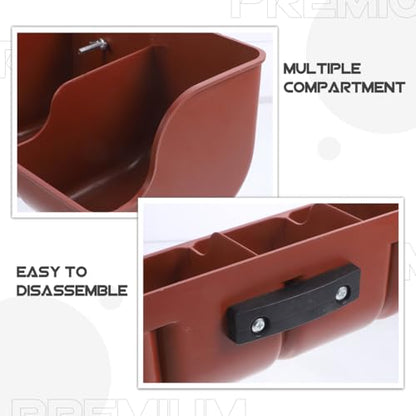 DOITOOL Pig Feeder 4 Compartment Pig Trough Plastic Fence Goat Feeder Livestock Feeding Container Pets Animal Farm Supplies - color: Brown, size: 46x14cm
