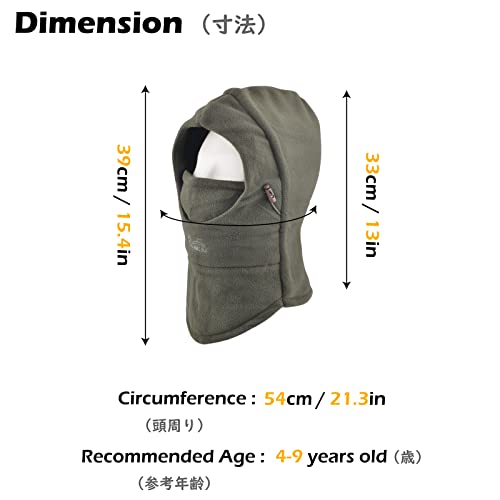 TRIWONDER Kids Winter Hats Balaclava Ski Mask for Boys Girls Toddlers Windproof Adjustable Cold Weather Face Mask Neck Warmer - color: Dark Green