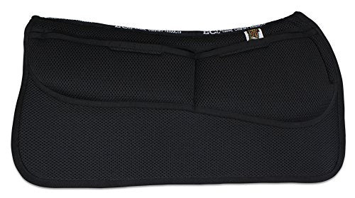 ECP Equine Comfort Products Non-Slip Breathable 3D Mesh Western Saddle Pad with Adjustable Memory Foam for Impact Protection & Saddle Fit, Lightweight & Ventilated for Horse Comfort, Black
