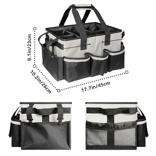 Boczif Cleaning Caddy Bag Wearable,Cleaning Caddy Supplies Organizer(White) | with Handle, Shoulder Straps & Detachable Divide, Cleaning Tool Organizers Tote Bag for Cleaners & Housekeepers - color: White