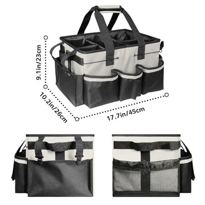 Boczif Cleaning Caddy Bag Wearable,Cleaning Caddy Supplies Organizer(White) | with Handle, Shoulder Straps & Detachable Divide, Cleaning Tool Organizers Tote Bag for Cleaners & Housekeepers - color: White