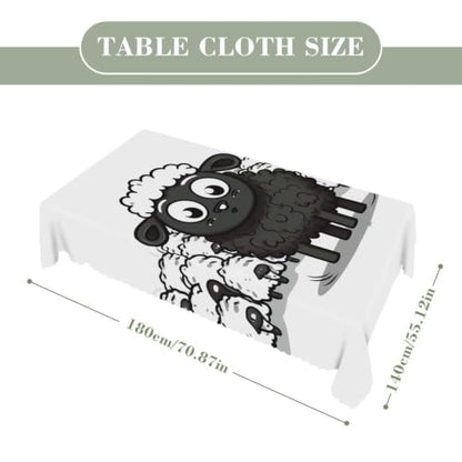 Cartoon Black White Sheep Tablecloth Rectangular for Home Decor, Washable Table Cover for Restaurant, Stain Reusable Table Cloth for Weddings, Dinners, Kitchen, Party 55"x70"