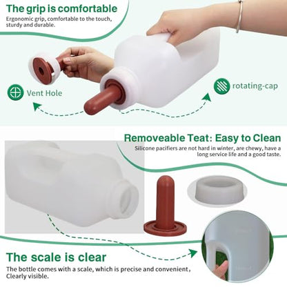 Calf Bottle with a Replacement Screw-on Nipple 2.11quart Lamb Milk Feeding Bottle for Lamb foal