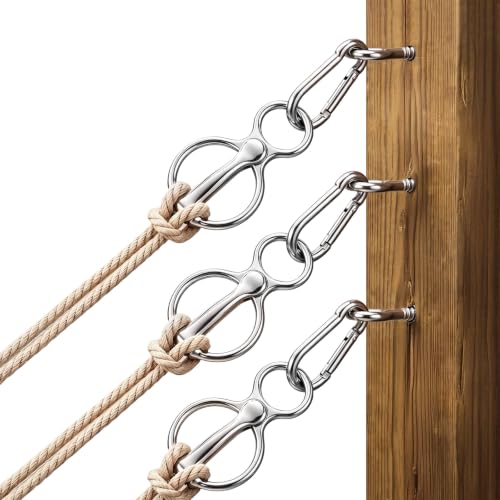 3Pcs Horse Tie Ring, Silver Carbon Steel with Eye Bolt & Swivel Snap Hook