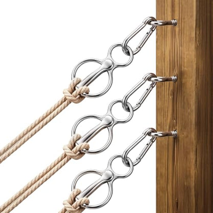 3Pcs Horse Tie Ring, Silver Carbon Steel with Eye Bolt & Swivel Snap Hook