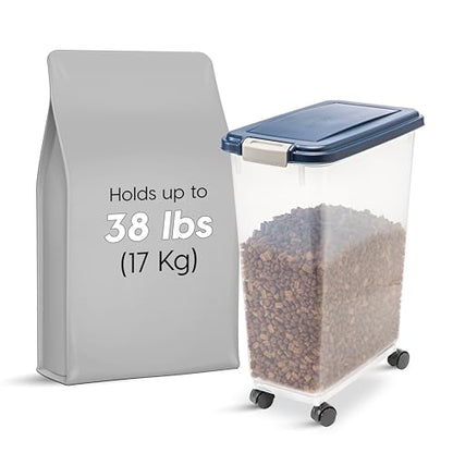 IRIS USA Dog Food Storage Container, Up to 38 lbs, Navy, Made in USA - color: Navy, size: 38 lbs