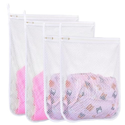 4 pcs Durable Honeycomb Mesh Laundry Bags for Delicates 2 Large (16" x 19") 2 Medium (12" x 15") - size: 2 Large X 2 Medium