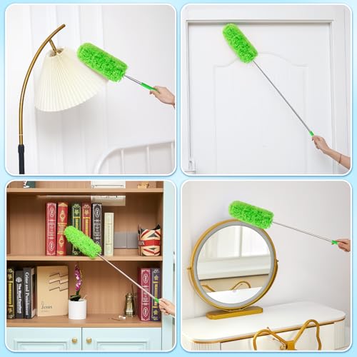 Tanlade 12 Pcs Microfiber Feather Dusters for Cleaning, Green - color: Green