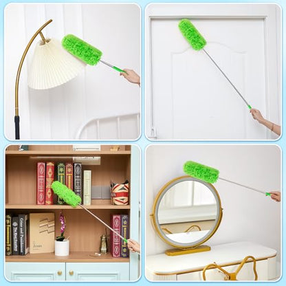 Tanlade 12 Pcs Microfiber Feather Dusters for Cleaning, Green - color: Green