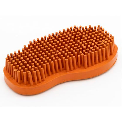 Grewal Equestrian Snuggy Groomer Soft Teeth Rubber Groomer Curry (Orange) - color: Orange