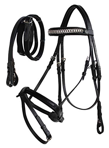 Horse English Brown All-Purpose Trail Leather Bridle Reins 805EB07 - color: Black, size: Cob