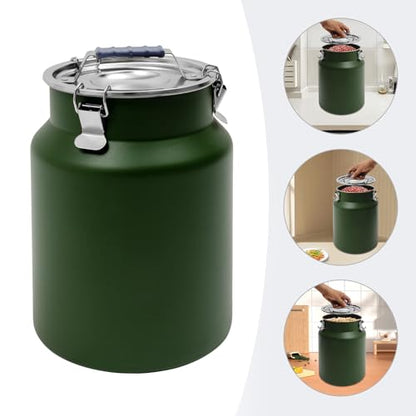 DYNAMI 3.2Gal Stainless Steel Airtight Canister,Large Metal Food Storage Container,Stainless Steel Bucket Milk Can Milk Jug With Lid & Handle, for Kitchen Rice Flour Coffee Bean (Green) - color: Green