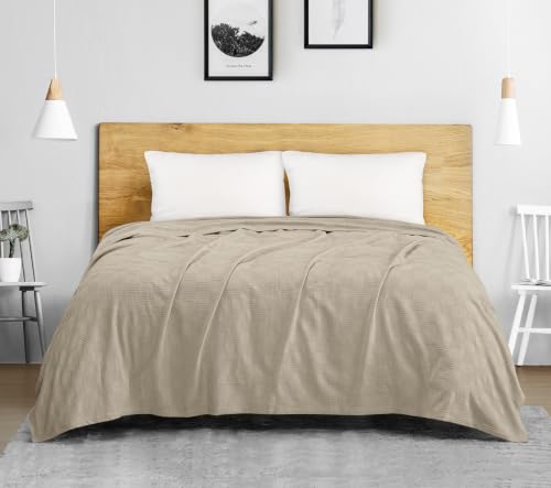 Utopia Bedding 100% Cotton Thermal Blanket Khaki King, 90x108 Inches - color: Khaki, size: King