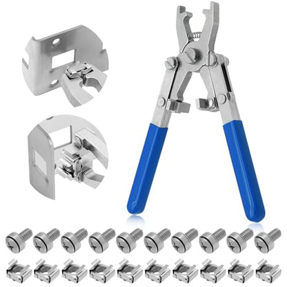 Rotable Dual Head Cage Nut Tool Kit with 10 Sets M6 Silver Rack Mount Screws - Screw Install and Remove Tool for M4 M5 M6 M8 M10 - Screw Tool Kit for Server Rack, Network Cabinet, Data Center(Blue) - color: 10 Pack Cage Nuts+Blue Handle Tool