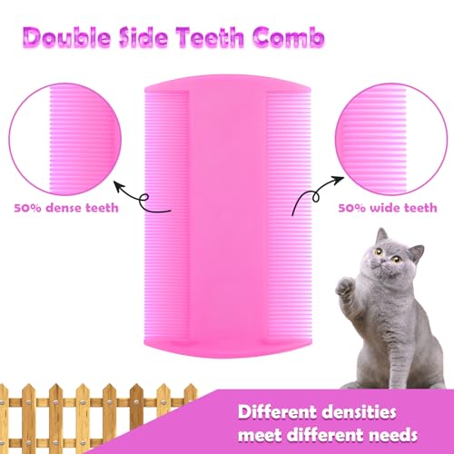 Flea Comb for Cats Dogs, 6 Pack Pet Lice Comb Set Pet Grooming Pets for Small, Medium & Large Pets（Pink）