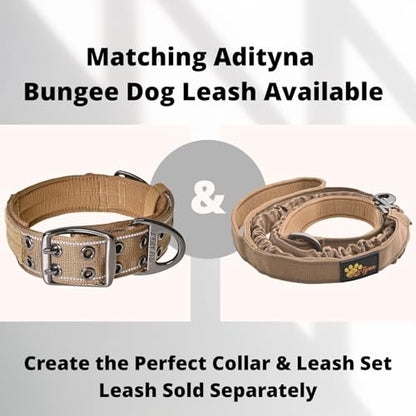 ADITYNA Heavy Duty Dog Collar for Medium Dogs with Traffic Handle - color: Coyote Brown, size: Medium: Fit 15-19" Neck