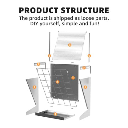 Wall Mount Hay Rack, 2 in-1 Goat Hay Feeder with Hook, 19 Gallons Heavy Duty Galvanized Wall Hay Rack, Livestock Feeder with Adjustable Distance, Easy to Install, Hay Feeder for Goats, Sheep, Horse - size: with top cover