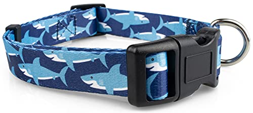 Limeloot Sharks Dog Collar, Summer Themed Dog Collar for Male and Female Dogs, Small - color: Sharks, size: Small