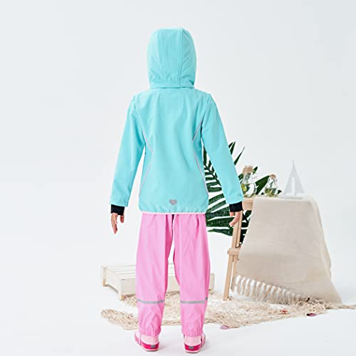 M2C Girls Hooded Fleece Lined Waterproof Windproof Jacket - color: Mint Green, size: 5T