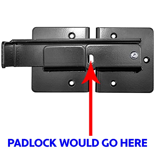 Jake Sales Double Gate Flip Sentry Gate Latch-Flip Latch, Latches Two Gates Together & can be Padlocked for Added Security-Heavy Duty Double Gate Latch is Powder Coated Black & has Bolt Gate Hardware - size: FLIP / DUMPSTER, style: EACH