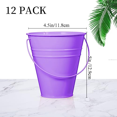 Sadnyy 12 Pack 4.5 X 5 inch Rainbow Metal Buckets - color: Rainbow Color, size: 4.5 x 5 in