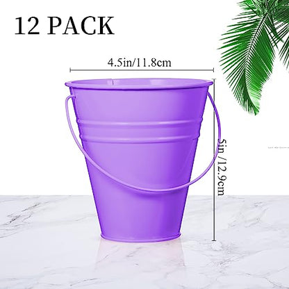Sadnyy 12 Pack 4.5 X 5 inch Rainbow Metal Buckets - color: Rainbow Color, size: 4.5 x 5 in
