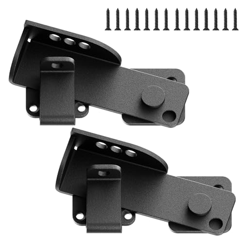 Stainless Steel Flip Gate Latch with 3 Adjustable Padlock Holes – Heavy Duty Outdoor Fence Door Latch for Wooden Double Gate, Shed, Barn (2 Packs) - color: Black, size: 4.33 in（Upgraded 2PCS)