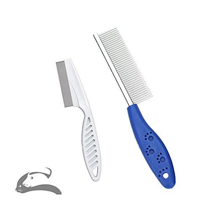 Pet Comb for Dogs & Cats,Small Dog & Cat Grooming Comb 2 Combs,Pet Stainless Steel Teeth Cats Comb for Removing Matted Fur, Knots & Tangles,Shedding Comb,Blue