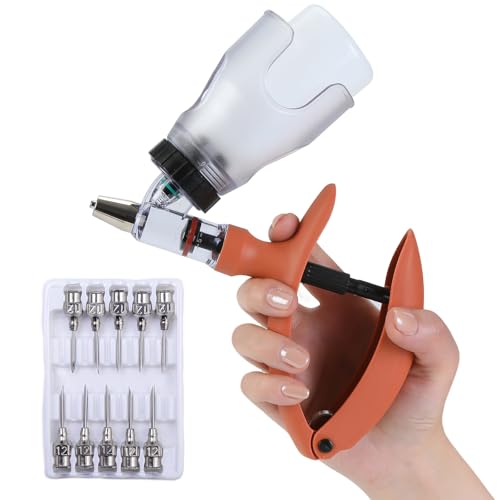 5ml Continuous Self-Refilling Livestock Syringe, 10 Needles Included - color: Yellow