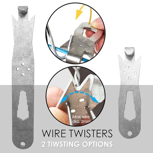 QMARK Fence Wire Twister Tool Set, Stainless Steel, 3.8 and 6.0 Inch, 2 Pcs | T-Post Clip Tool