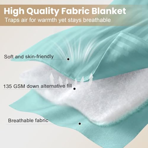 downluxe King Size Blanket with Satin Trim, Lightweight Down Alternative King Blanket for All Season, Machine Washable (Mint Green, 108 x 90 Inch) - color: Mint Green, size: King